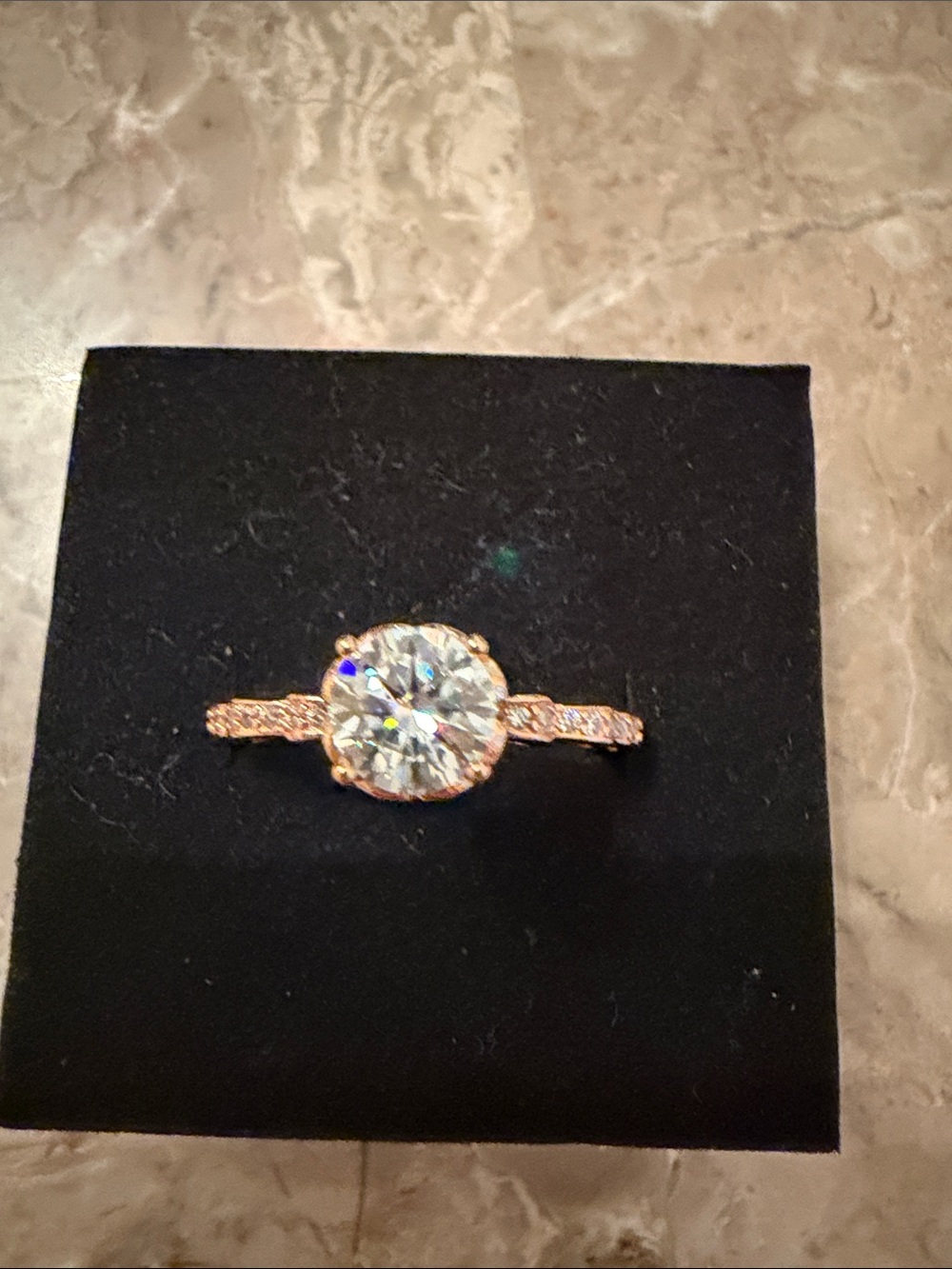 MOISSANITE Rose Gold Over 925 silver Halo 1 carat Engagement Ring - Picture 6 of 9